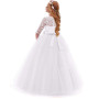 IWEMEK Enfants Fille Robe de Carnaval Princesse Longue en Dentelle avec Bowknot Demoiselle d'honneur Robe de Soirée Mariage Robe