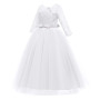 IWEMEK Enfants Fille Robe de Carnaval Princesse Longue en Dentelle avec Bowknot Demoiselle d'honneur Robe de Soirée Mariage Robe