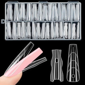 Kiiwah 180 Pièces Popit Ongle Sandwich, 15 Tailles Polygel Ongle Sandwich Dual Nail Form Durable et Réutilisable Nail Double For