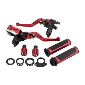 GOOFIT 22mm Rouge Universal Motorcycle Brake Embrayage Levier poignée Frein Pompe Totale + poignée + réservoir d'extrémité de Le