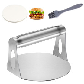 JJZGPP Presse à Hamburger en Acier Inoxydable, 5,5 Pouces Ronde Smash Burger, Presse Steak Haché Antiadhésive, Poignée Confortab
