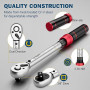 VANPO Clé Dynamométrique 3/8'', 5-60NM Cle Dynamométrique Set avec Adaptateur 3/8"-1/4", Barre d'extension 125 mm pour Vélo et M