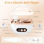 Coupe Ongle Électrique, 2026 Nouveau 3-en-1 Portable lime a ongle electrique, avec Lumière LED et Polisseur, 3 Vitesses, Recharg
