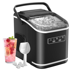 Machine à Glaçons, 12kg en 24h, Acmeenjoy Machine a Glacons avec Cuillère à Glace, 9 Glaçons en 6-8 Minutes, Machine a Glaçons A
