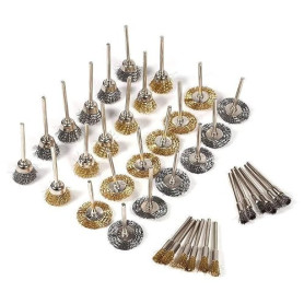 Hsthe Sea Outil Rotatif de Polissage en Acier et Laiton, Brosse métallique, Brosse en Acier, Tige de 1/8 "(3mm) pour Accessoires