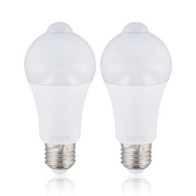 Focenat 2 Ampoules LED E27 9W Detecteur de Mouvement PIR, 220V, Lumière Blanche, Détection 120°, Allumage Automatique Nuit, Écon