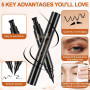 ALIIP Double-ended Eyeliner Stamp Pen Waterproof, Eye Liner Noir Haute Pigmentation Longue Tenue, Stylo Eyeliner Smudge Proof An