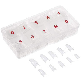 500 Pièces 10 Tailles Faux Ongles Capsules French Acrylique Tips Ongles Pointues Professionnel ou Art pour Fille & Femme (Transp