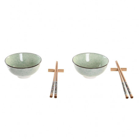 Set de sushi DKD Home Decor Vert Bleu ciel Bambou Grès Oriental (6 Pièces) 181,99 €
