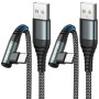 ZKAPOR Câble USB C [3M, Lot de 2], 90 Degrés Câble USB C Charge Rapide 3.1A Nylon Tressé Cable Type C Angle Droit pour iPhone 16