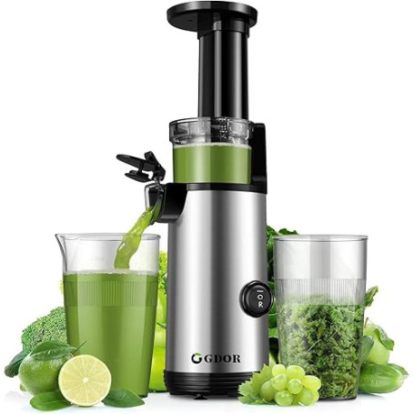 GDOR Extracteur de Jus Compact Extracteur de Jus de Fruits et Légumes Facile à Nettoyer Juicer Machine Faible Bruit Juicer Puiss