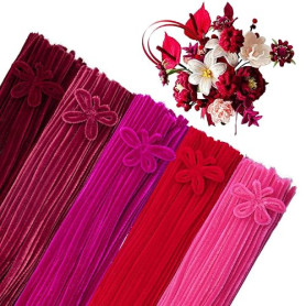 GUWINA 500 Pièces Fil Chenille Rouge pour Loisirs Créatifs, 30cm Long et 8mm d'Épaisseur, Lot de Cure Pipe Multicolores, 5 Coule