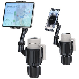 Support pour Tablette avec Porte-gobelet, Support pour Voiture avec Porte-gobelet pour iPad et Bras réglable pour Tablette iPhon