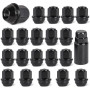 EFUTURETIME 20 x Ecrou Roue M12x1.5 Noir, Écrou de Roue Anti Rouille Conique 60° Goujon de Roue Hex 19mm Compatible avec d'Origi