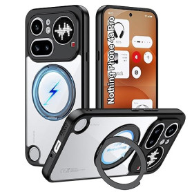 Rojeuinn Coque pour Nothing Phone 4A Pro 5G, PC de Haute Qualité avec Support Rotatif à 360° et Ventouse Magnétique, Anti-Chute,
