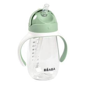 Béaba Biberon/Tasse d'apprentissage 2 en 1, Tasse Paille Enfant, 100 Pour cent étanche, Anti-fuite, Facile à Ouvrir, Poignées am
