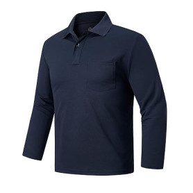 Outdoor Ventures Polo à manches longues pour homme - Protection solaire UPF50+ - Protection UV - T-shirt de golf - T-shirt de sp