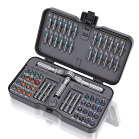 Jeu de Tournevis à Cliquet 66 en 1, Kit Tournevis Magnétique de Précision avec Embouts S2, Convient Pour l'assemblage De Meubles