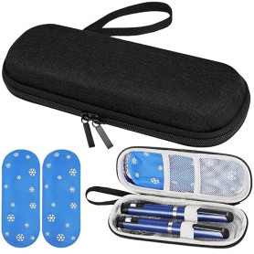 Fefod Sac pour Diabétique, sac isotherm insulin, Étui Refroidisseur Diabète avec 2pcs Sac De Glace en Gel, Portable Sac Isotherm