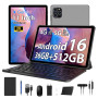 RUSHAR Tablette 11 Pouces Android 16 avec 36Go RAM+512Go ROM (2TB TF), 4G LTE & 5G WiFi, Octa-Core 2.0GHz, 8000mAh, 13MP+8MP, Wi