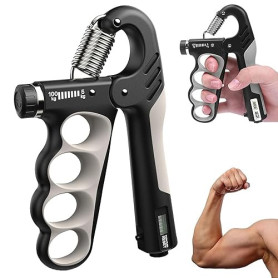 lomdung Renforceur de Poignée, 5-100KG Ajustable Muscler Avant Bras, Hand Grip Musculation Poignée de Force, avec Compteur et An