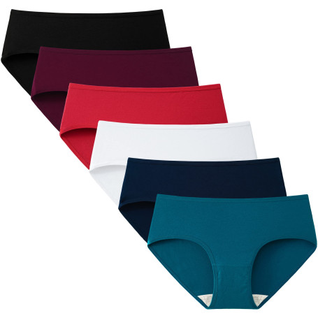 INNERSY Culotte Femme Coton Doux Slip Taille Basse sous-vêtement Élastique Basique Lot de 6