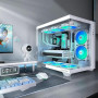 MUSETEX Boitier PC ATX,6 Ventilateurs PWM ARGB préinstallés,Support RAD 360MM Boitier PC Gamer,Type-C 270° Full View Verre tremp