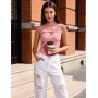 Aottori Débardeur Femme sans Manches Décolleté Haut Été Côtelé Chic et Élégant Top Extensible Slim Fit Sexy T Shirt Décontracté 