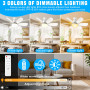 PQETBV Ventilateur de Plafond avec Lumière et Telecommande, Lumières du Ventilateur de Plafond avec Douille E27, 6 Pales, 3 Vite