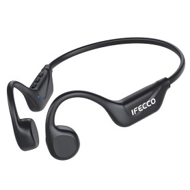 IFECCO Casque Conduction Osseuse Bluetooth 5.4 - Écouteur Conduction Osseuse Oreilles Ouvertes avec Micro,IPX5 Étanche Ecouteurs
