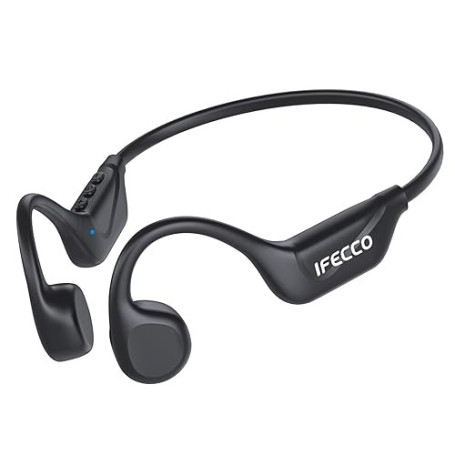 IFECCO Casque Conduction Osseuse Bluetooth 5.4 - Écouteur Conduction Osseuse Oreilles Ouvertes avec Micro,IPX5 Étanche Ecouteurs