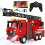 Joellfuner Camion Pompier Enfant, Voiture Pompiers Telecommandé, Grand Voiture de Pompier avec Echelle de 66 cm, Construction Vé