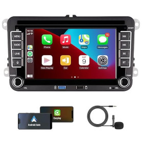 KTTCORLP Linux Autoradio Carplay Golf 6 5 VW Passat Jetta Caddy Polo CC Tiguan EOS T5 Skoda, 7 Pouces sans Fil Carplay & Android