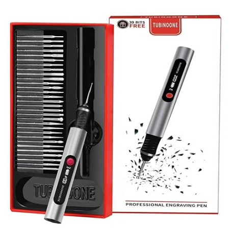 TUBINOONE Stylo de gravure portable sans fil ultime pour artistes et amateurs de bricolage - Gravure sur plus de 50 surfaces - C