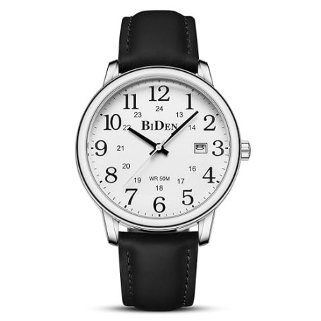 HANPOSH Montre Homme Bracelets en Cuir avec Grand Cadran numérique, faciles à Lire, Montres à Quartz étanches Montres pour Homme