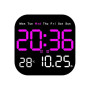Doxiuyo Horloges Murales Numériques Température Date Semaine Affichage Horloge 12/24H Mural LED Réveil Télécommande D