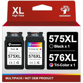 GREENSKY PG-575XL CL-576XL Cartouches d'encre Remplacement pour Canon 575 et 576 575XL 576XL Noir et Couleur pour Canon PIXMA TR