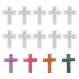Craftora 10pcs Moules en Silicone Croix 3D Moules Crucifix Croix Résine pour Coulage Résine Époxy UV Fabrication de Bijoux Pâque