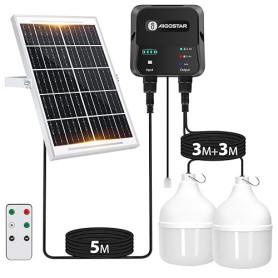 Aigostar- Ampoule solaire exterieur à suspendre 70W, câble de 11M, étanche IP65. Lampe solaire avec télécommande et cordon de tr