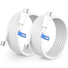 Cable USB C vers USB C [2m+2m/Lot de 2] Charge Rapide 4.0, Câble Chargeur 60W Type C,Câbles pour iPhone 17/16/15/Pro/Plus/Pro Ma