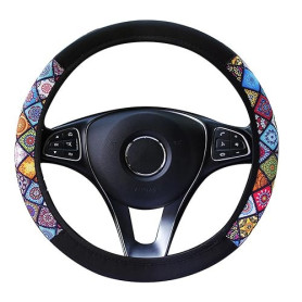 1 housse de volant de voiture, housse de volant de style national, housse de direction en microfibre respirante et antidérapante