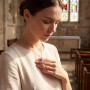 ZWWOGE Collier Croix avec Couronne Femme Plaqué Or Rose, Collier Chrétien Pendentif Zirconium Brillant Réglable, Bijoux Religieu