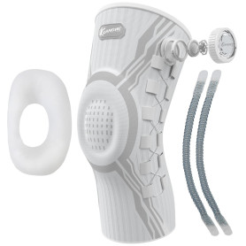 Kuangmi Genouillère de Sport Ajustable avec Bouton Rotatif - Soutien Articulaire pour la Rééducation, la Douleur & Activités Quo
