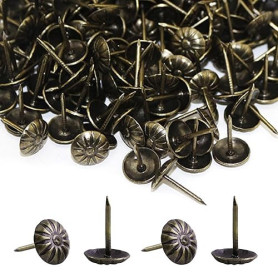 500 Pièces Clous de Tapissier, Basicon Robuste 17X11 MM Bronze Clous Tapissier Décoratifs Clou Rétro DIY Clous d'Ameublement pou