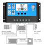 Y&H 30A contrôleur de charge solaire panneau solaire 12V/24V contrôleur de charge intelligent avec 5V contrôle de la minuterie,
