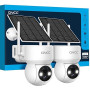 GNCC 2PCS Camera Surveillance WiFi Exterieure sans Fil Batterie-Panneau Solaire, 360° PTZ, 2MP Camera Solaire Exterieur, Détecti