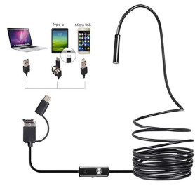 Caméra endoscopique Industrielle HD 6 LED - Endoscope B Flexible - Type C - 3 en 1 - pour Ordinateur Portable - Étanche - Noir -
