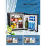 FOHERE Mini Réfrigérateur 46L, Mini Frigo avec Congélateur, Thermostat Réglable, Économie d'Énergie, Silencieux, Porte Réversibl