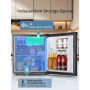 FOHERE Mini Réfrigérateur 46L, Mini Frigo avec Congélateur, Thermostat Réglable, Économie d'Énergie, Silencieux, Porte Réversibl