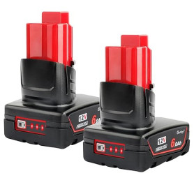 2X Waitley 12V 6.0Ah Li-ION Batterie pour Milwaukee M12 M12B 48-11-2411 48-11-2420 48-11-2401 48-11-2402 M-12 M12 Outils de Batt